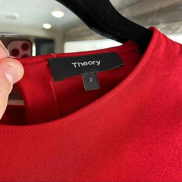 467 Theory Mariah Dress Size 2 Color Red - Picture 3 of 5